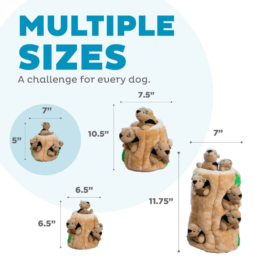 Interactive Plush Squirrel Hide Toy With Squeaky Removable Squirrels