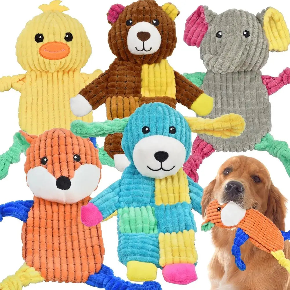 Five Piece Dog Toy Bundle With Assorted Animal Shapes
