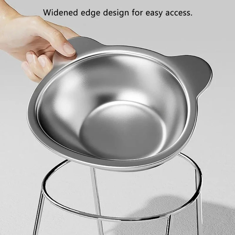 304 Stainless Steel Raised Cat Bowl With 15 Degree Tilt Shatterproof