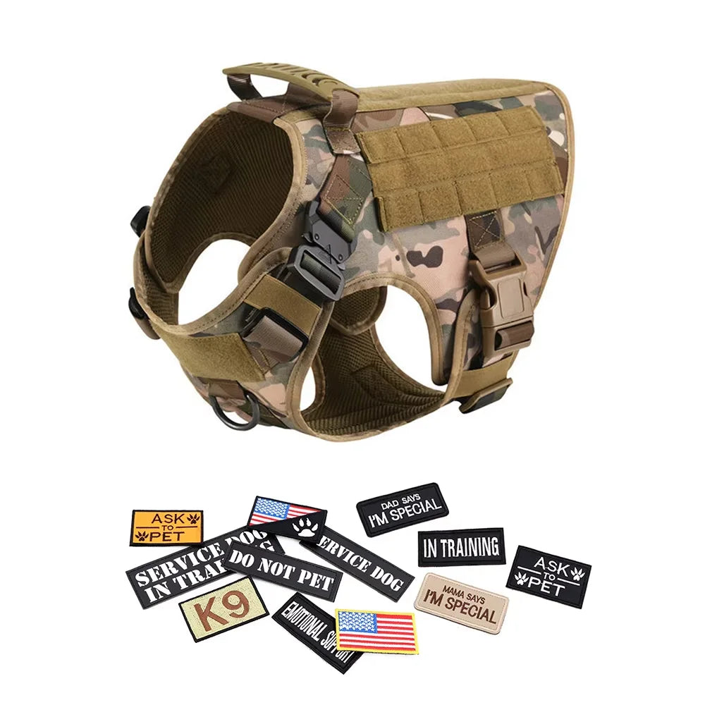Military Large Dog Harness Vest Kit With Leash Patches Malinois