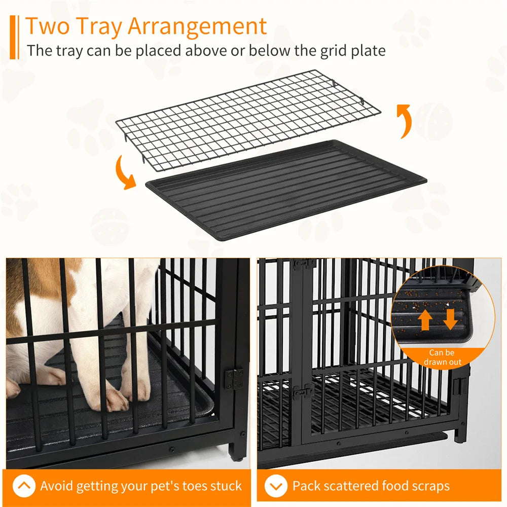 BORWART Heavy Duty Wooden Metal Dog Crate End Table Cabinet