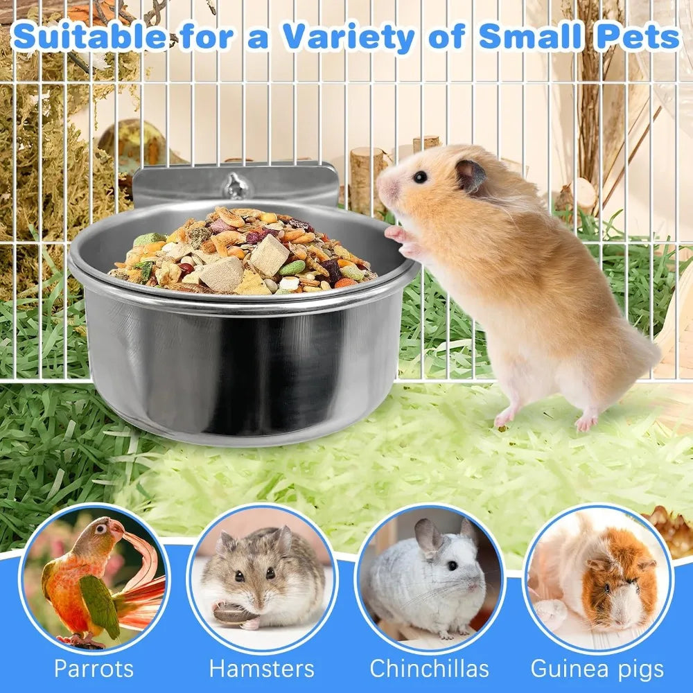 Two Pcs Plastic Bird Cage Feeder Cups For Pet Birds