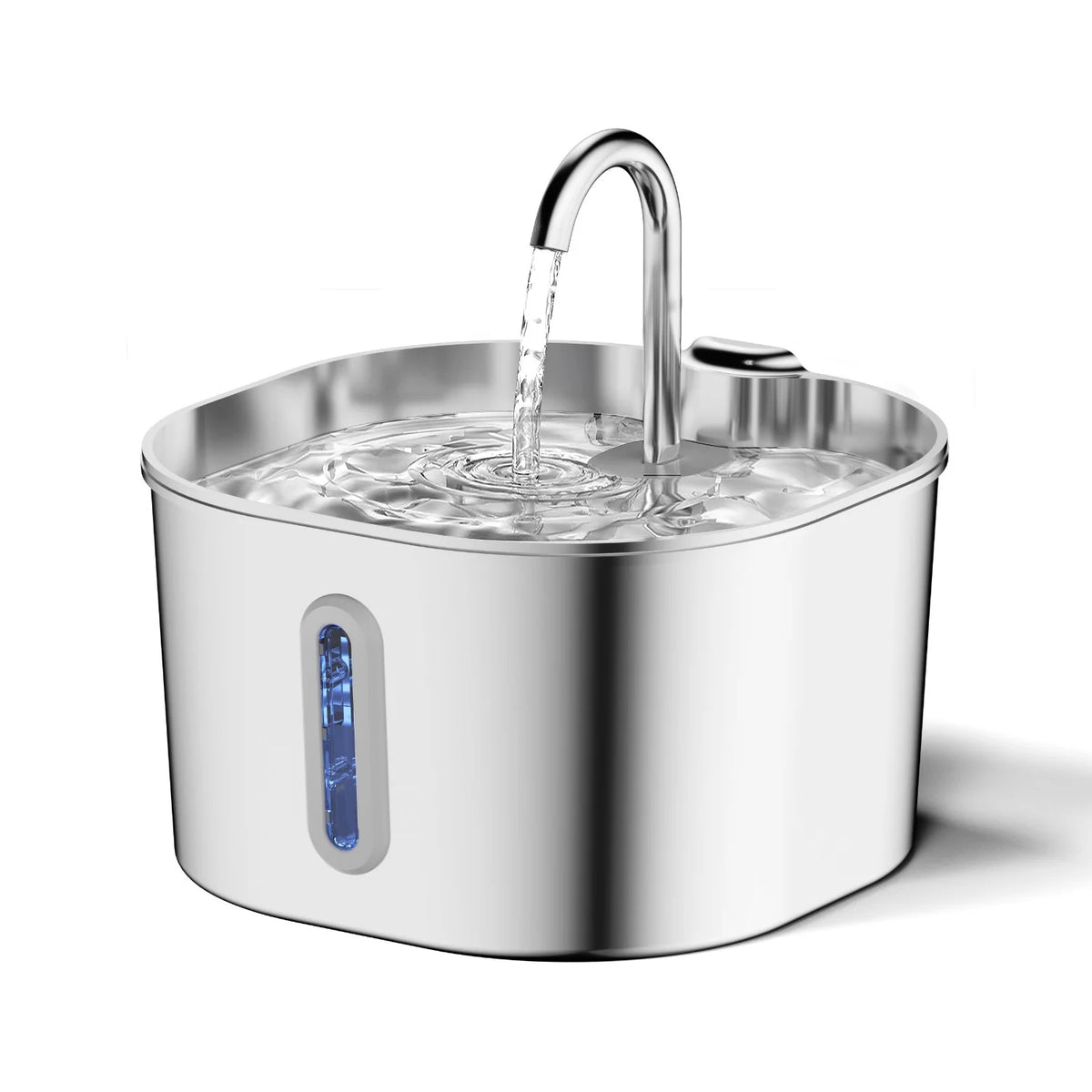 Stainless Steel Cat Water Fountain With LED Window