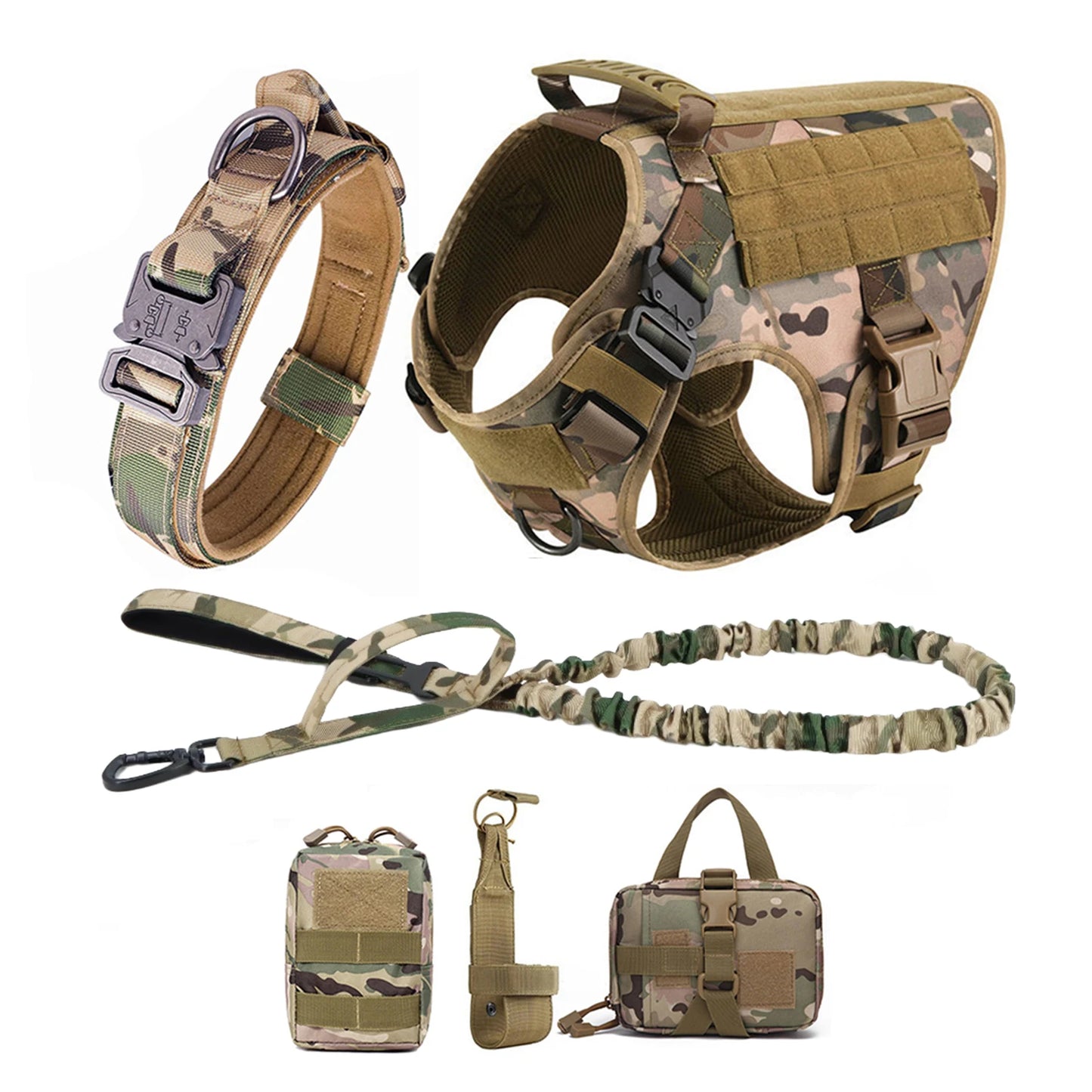 Tactical Dog Harness With Molle Pouches For Medium To Large Dogs