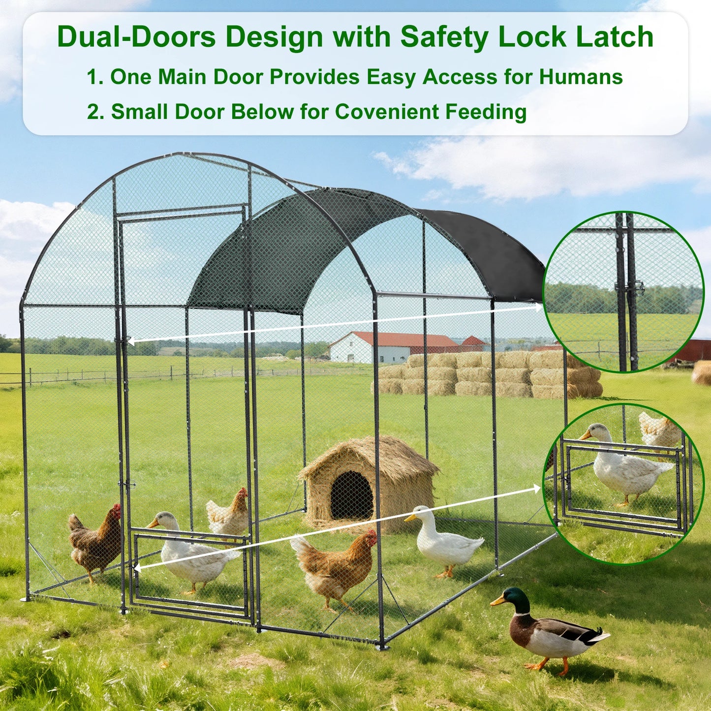 BORWART Chicken Coop Cage Outdoor Walk-In Run Pen With Netting