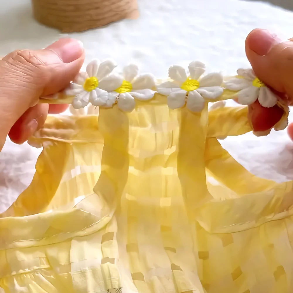 Floral Wreath Dog Collar Dress Cute Princess Style Outfit