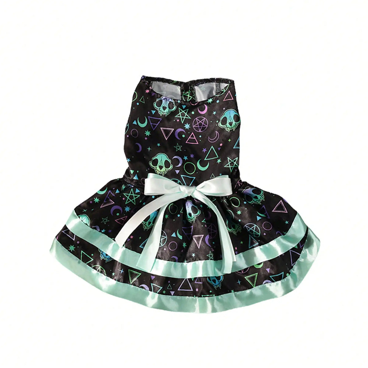 Pet Dog Halloween Costume Soft Pumpkin Skull Print Bowknot Dress