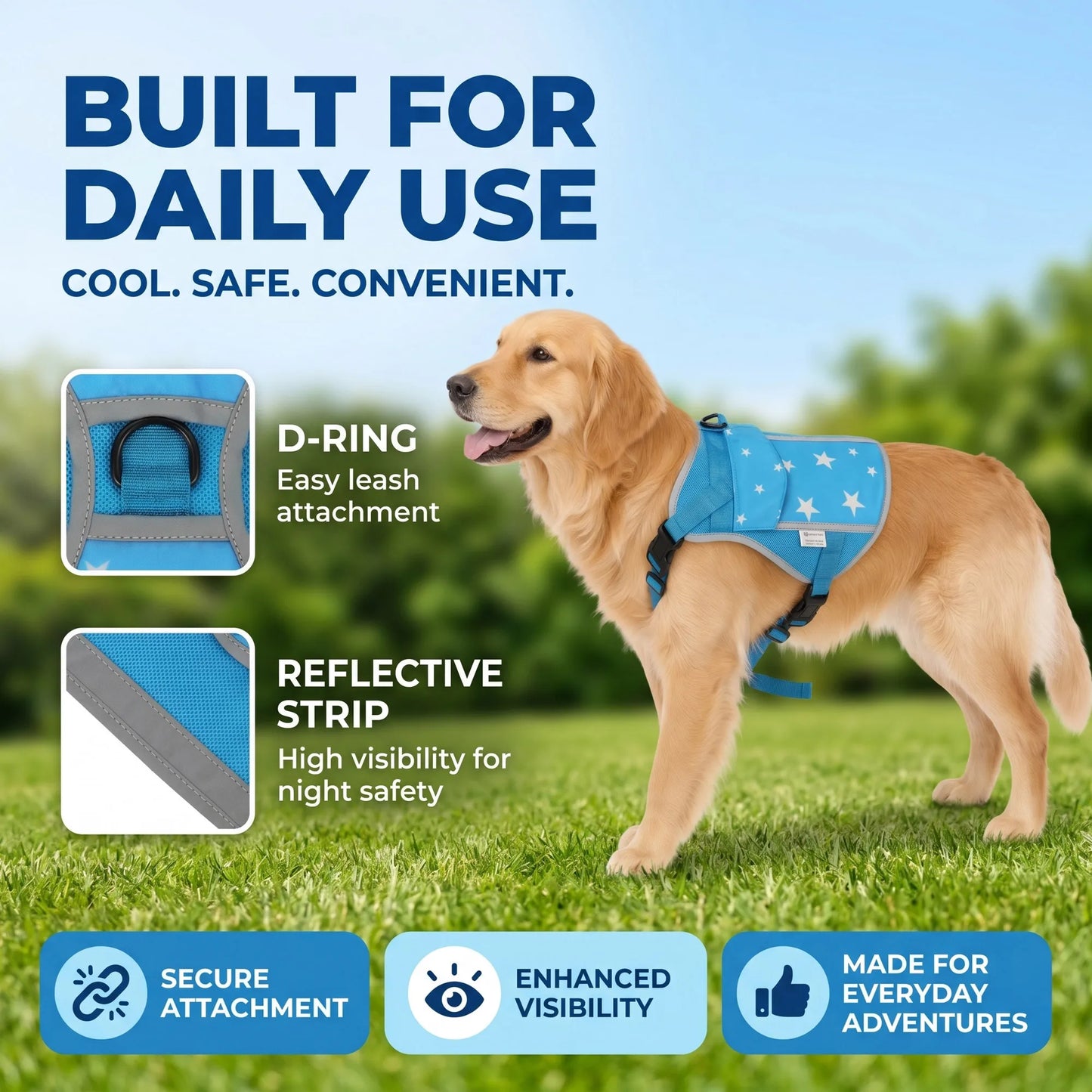 Dog Cooling Vest Harness for Outdoor Walking and Training