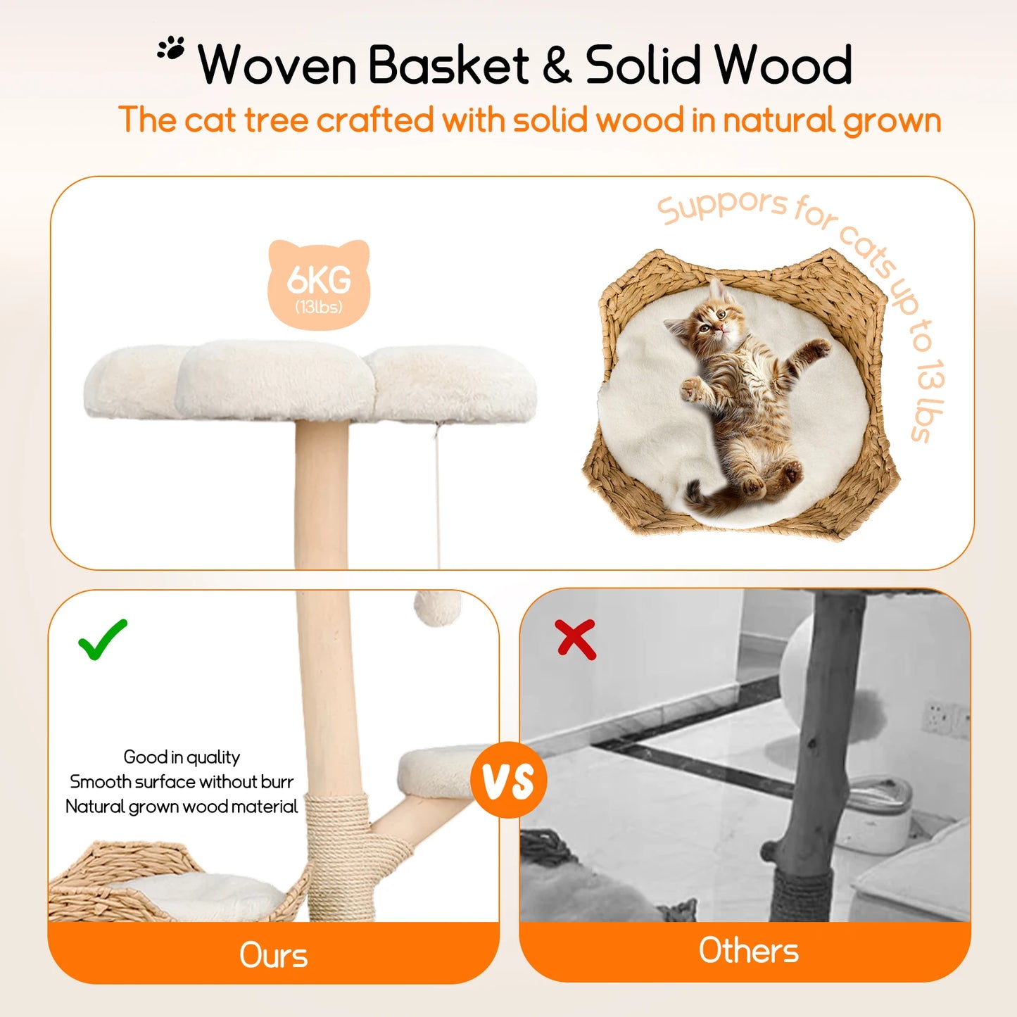 Borwart Double Tier Cat Tree Scratching Post and Activity Center