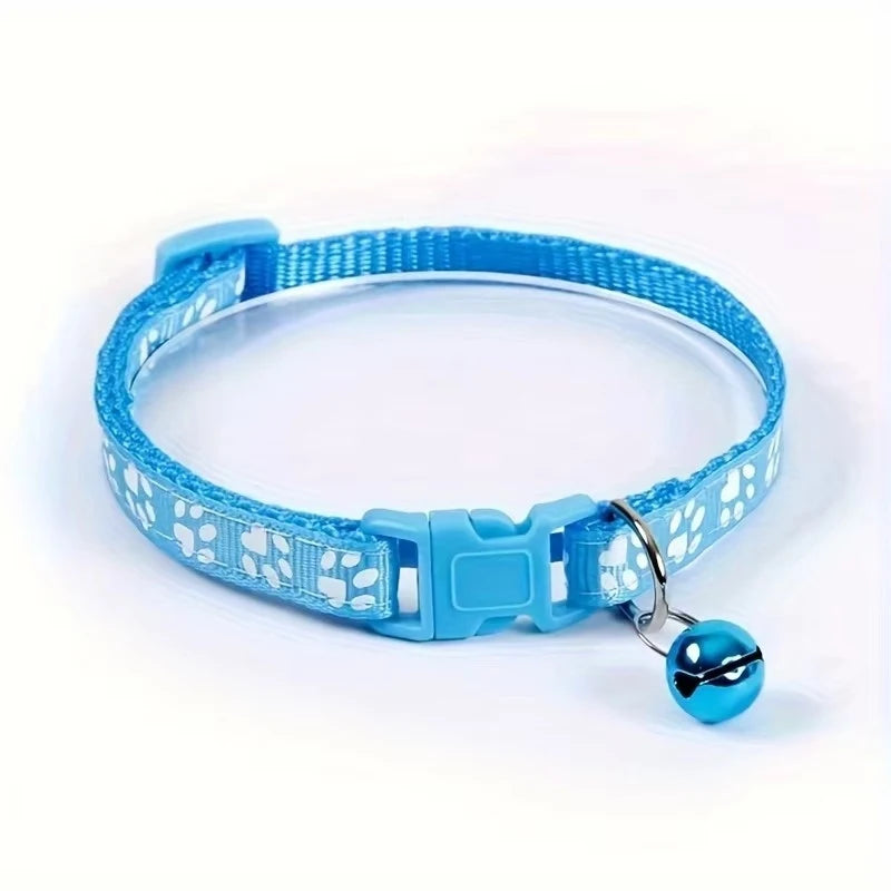 Colorful Pattern Cat Collar With Bell Adjustable Pet Accessory