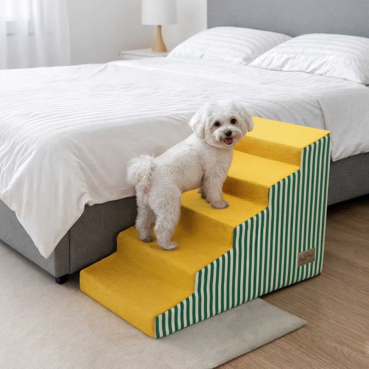 3 to 5 Step Dog Stairs for Bed and Sofa with Foam Ramp