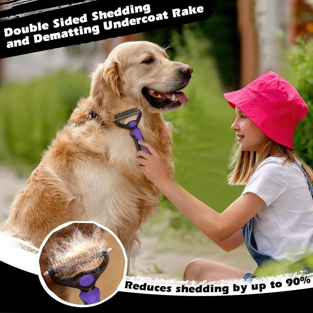 Pet Grooming Kit Slicker Brush Dematting Comb And Rake