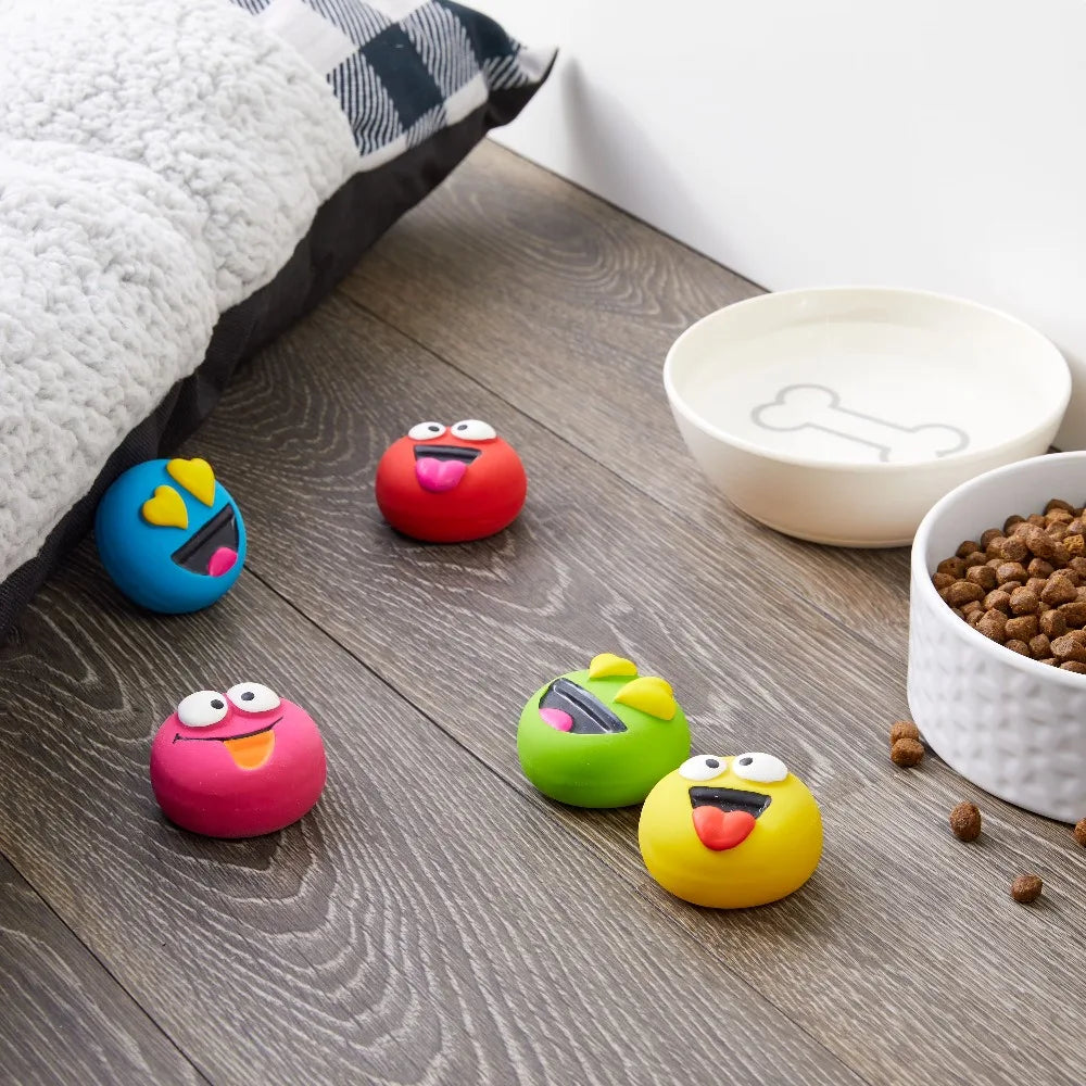 Emoticon Latex Dog Toys With Squeakers For Aggressive Chewers