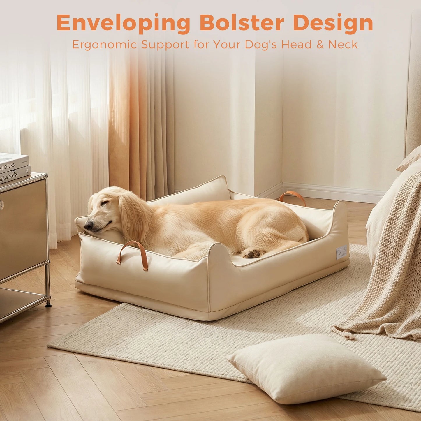Leather Plush Donut Dog Bed For Pets, Cozy Snuggle Mat