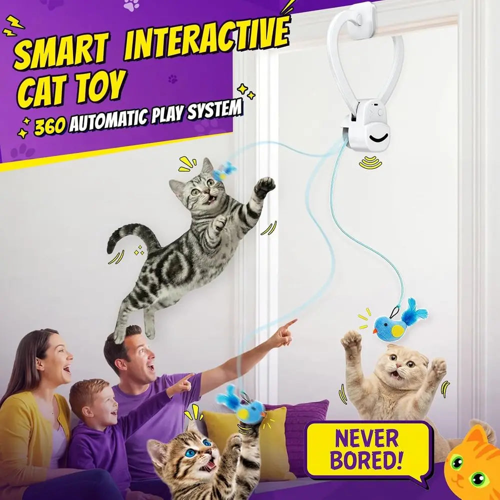 Indoor Cat Toy USB Rechargeable Automatic Bird Wand Chase