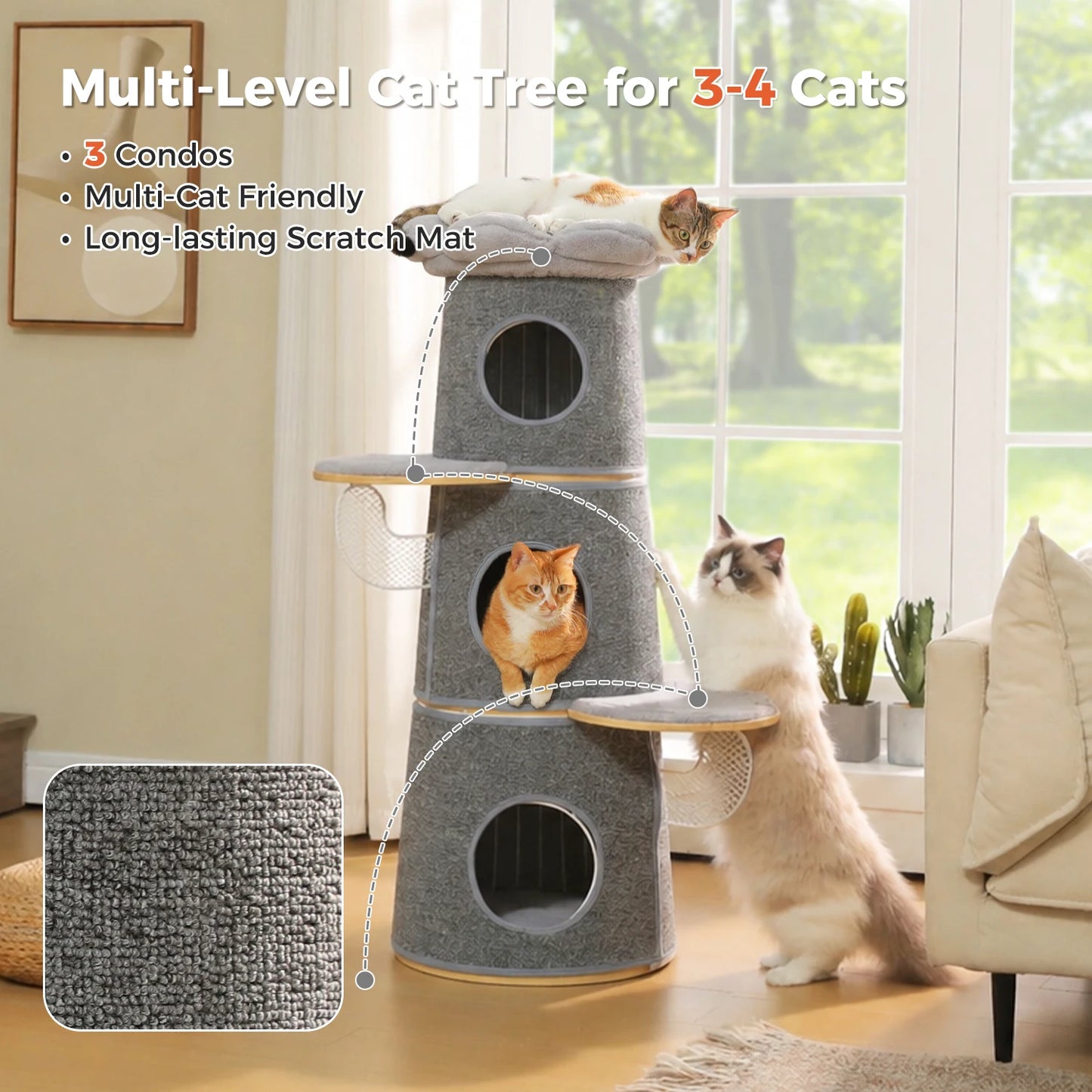 PAWZ Road Modern Cat Tree With Condos Flower Perch