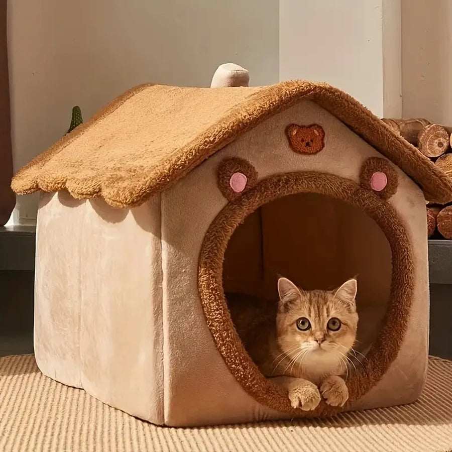 Foldable Pet House Removable Washable Cat And Small Dog Bed