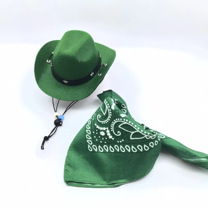 Pet Western Party Outfit Set With Rivet Decor Hat Band