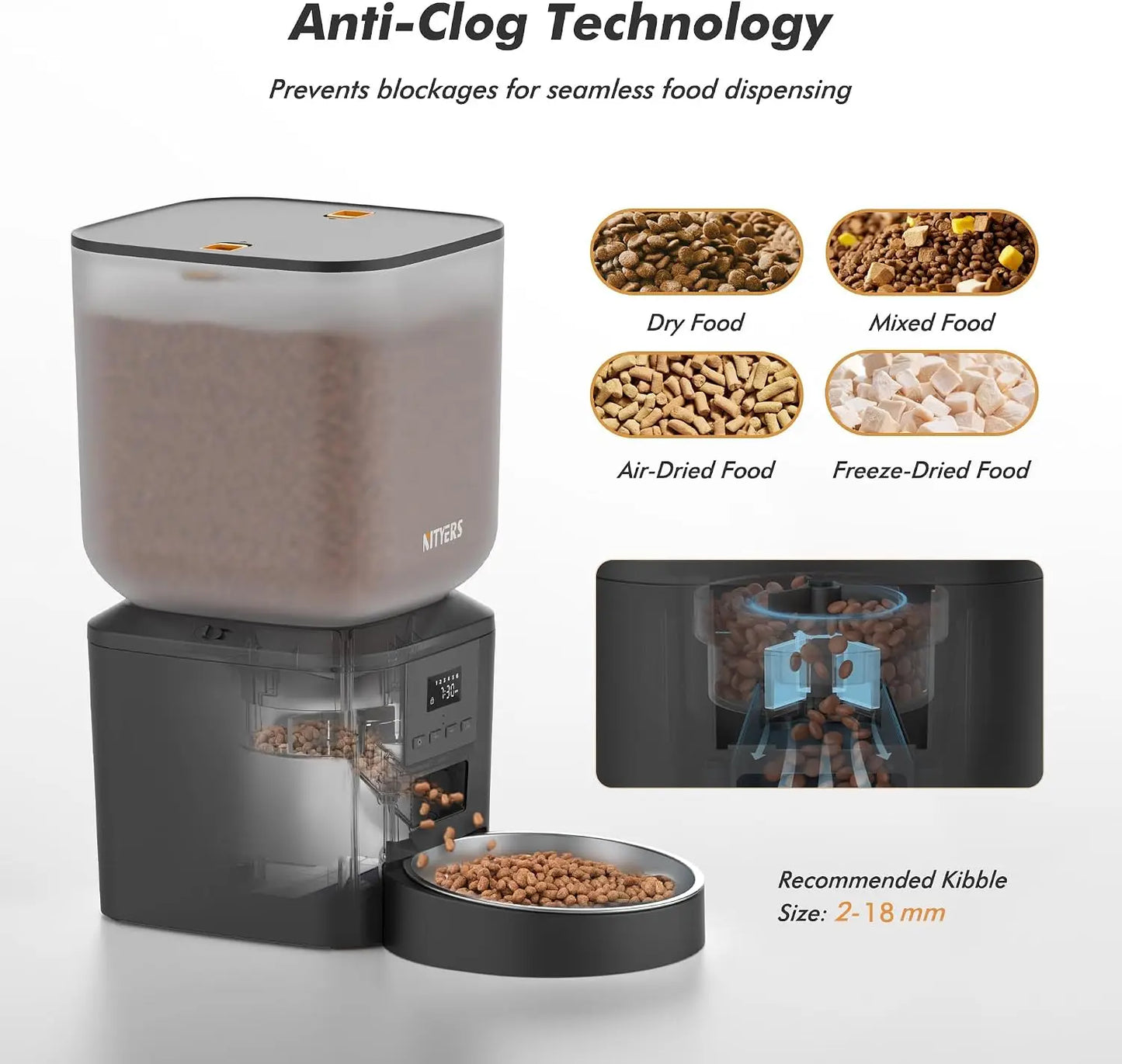 NITYERS Automatic Pet Feeder With Voice Recorder And Timed Feeding