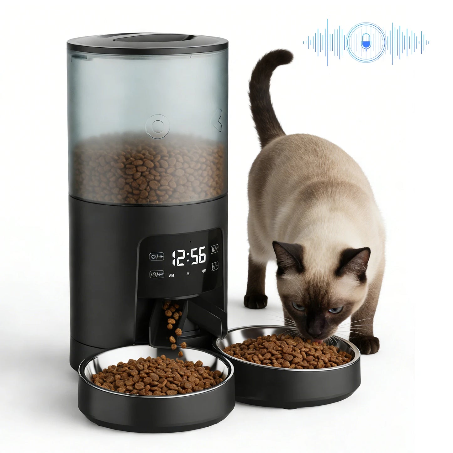 JHK Timed Automatic Cat Feeder With Dual Stainless Bowls