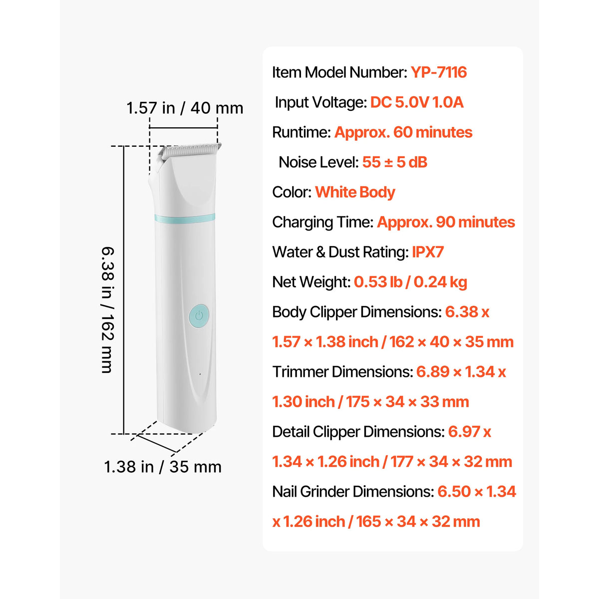 Rechargeable Dog Clippers With Detachable Blades For Grooming