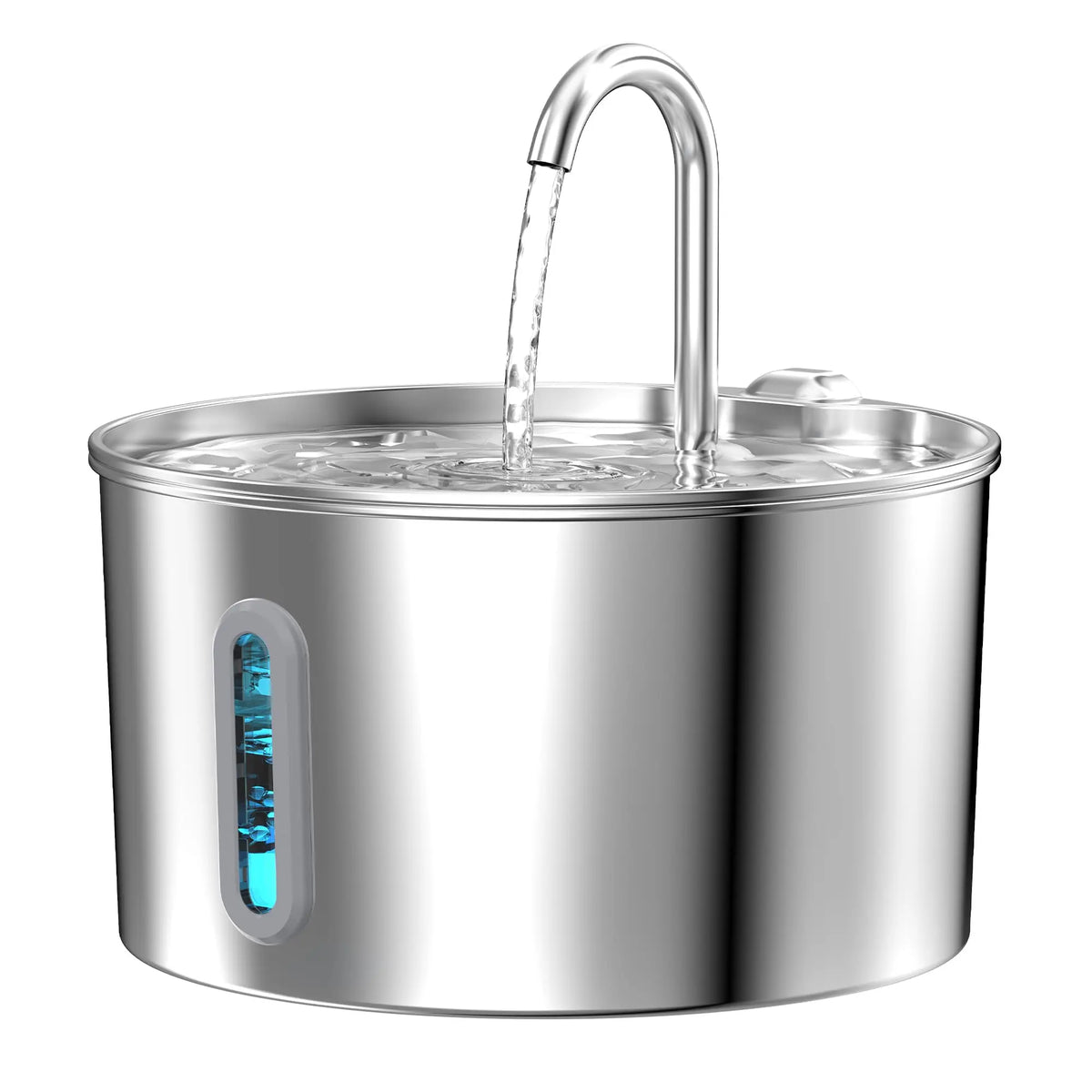 Stainless Steel Cat Water Fountain With LED Window