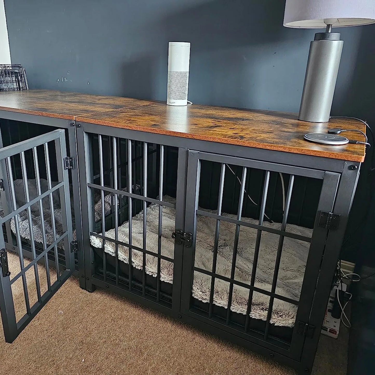 BORWART Wooden Dog Crate End Table Kennel With 3 Doors