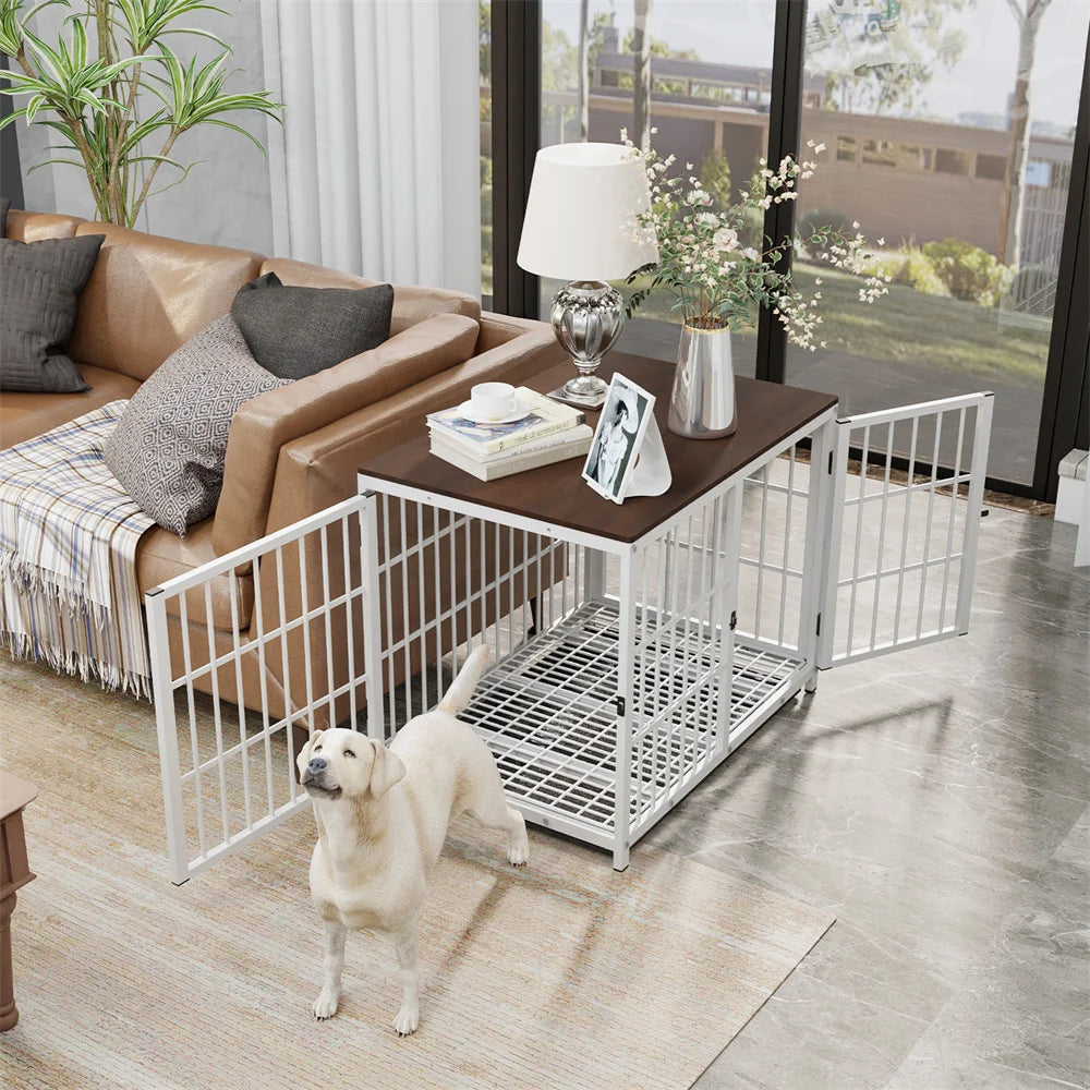 BORWART Wooden Dog Crate End Table Kennel With 3 Doors