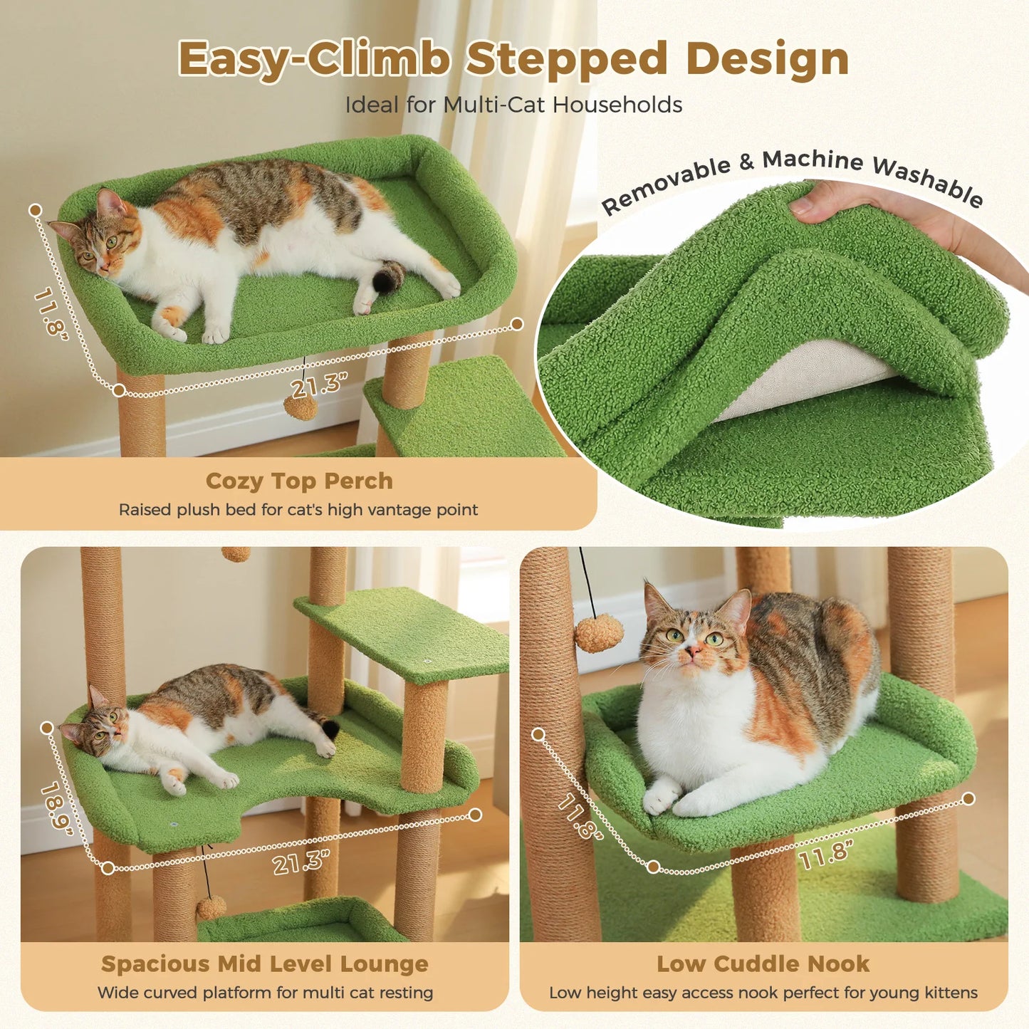 PAWZ Road Multi-Level Cat Tree With Top Perch Scratching Posts