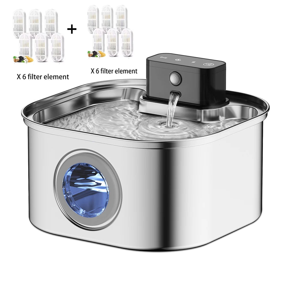 Weomg Rechargeable Stainless Steel Pet Water Fountain For Cats Dogs