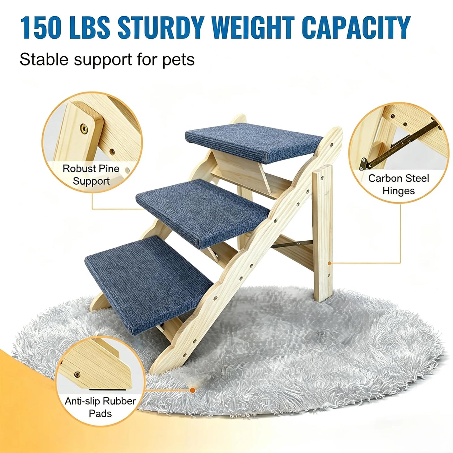 DishyKooker Two In One Wooden Pet Stairs Folding Ramp