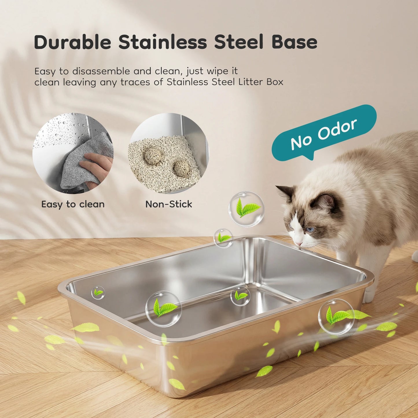 JHK Stainless Steel Enclosed Cat Litter Box for Big Cats