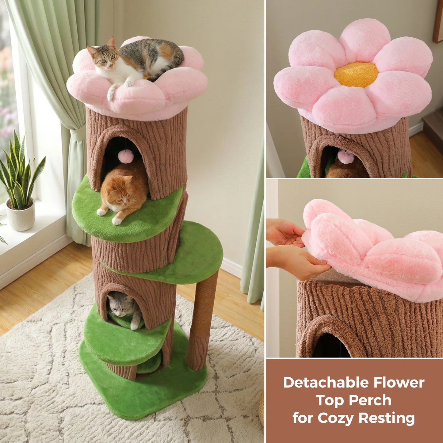 PAWZ Road Large Cat Tree Tower With 4 Luxurious Condos