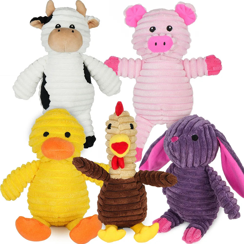 5 Pack Plush Dog Toys Squeaky Chew Bundle For Dogs