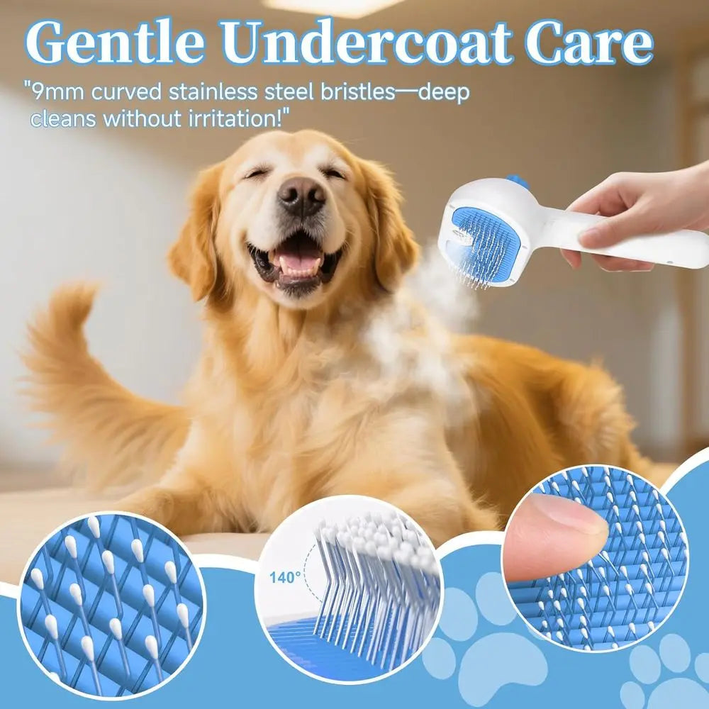 Steam Grooming Brush for Pets Deshedding and Hair Removal