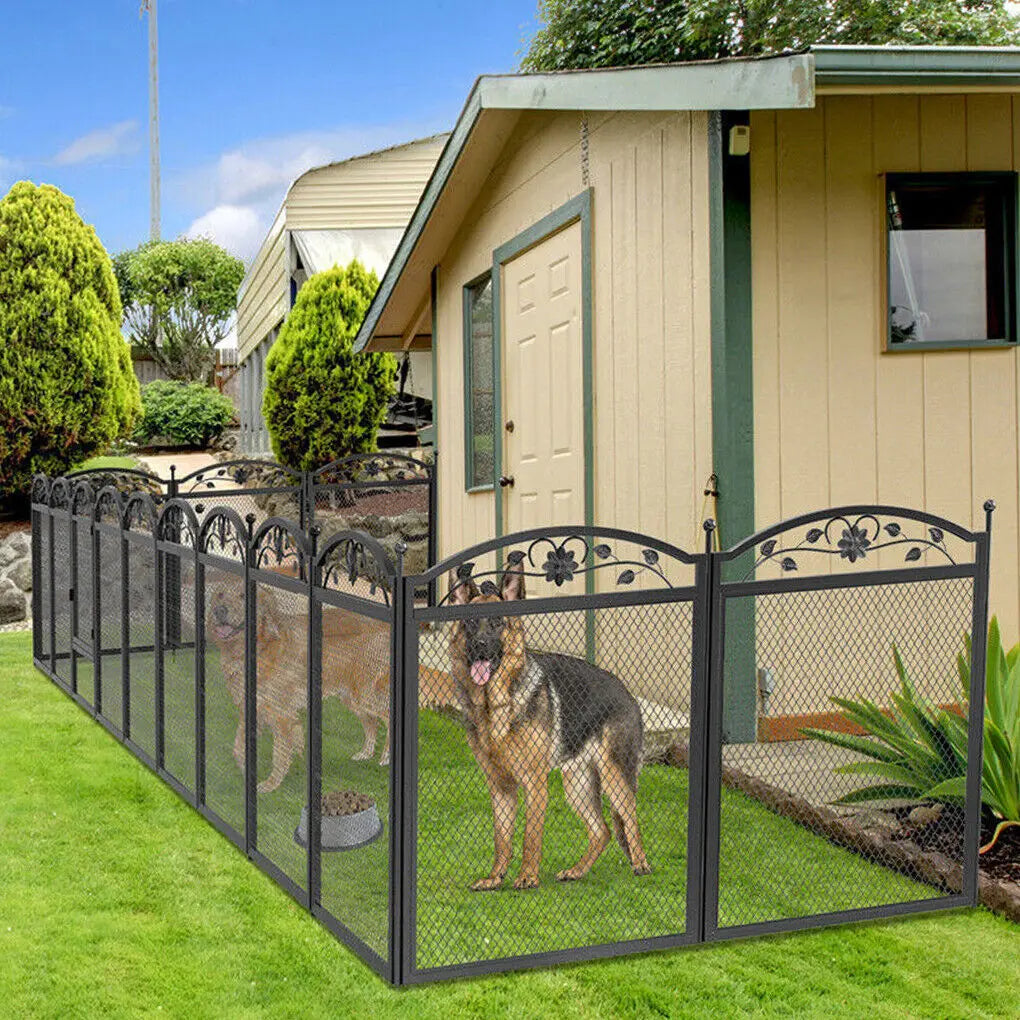 BINGOPAW Foldable Metal Dog Playpen With Gate And Fence