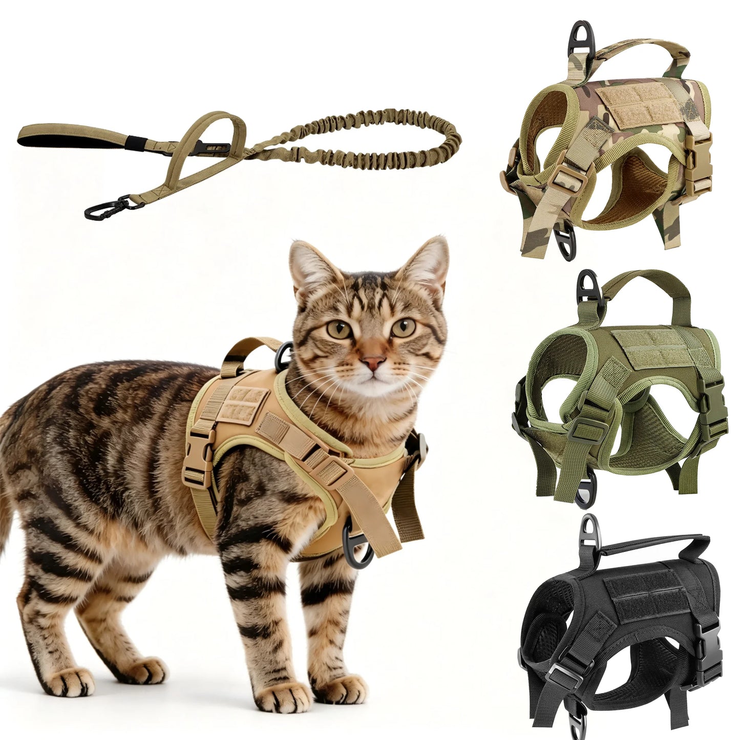 Tactical Cat Harness And Leash Set With Escape Proof Mesh