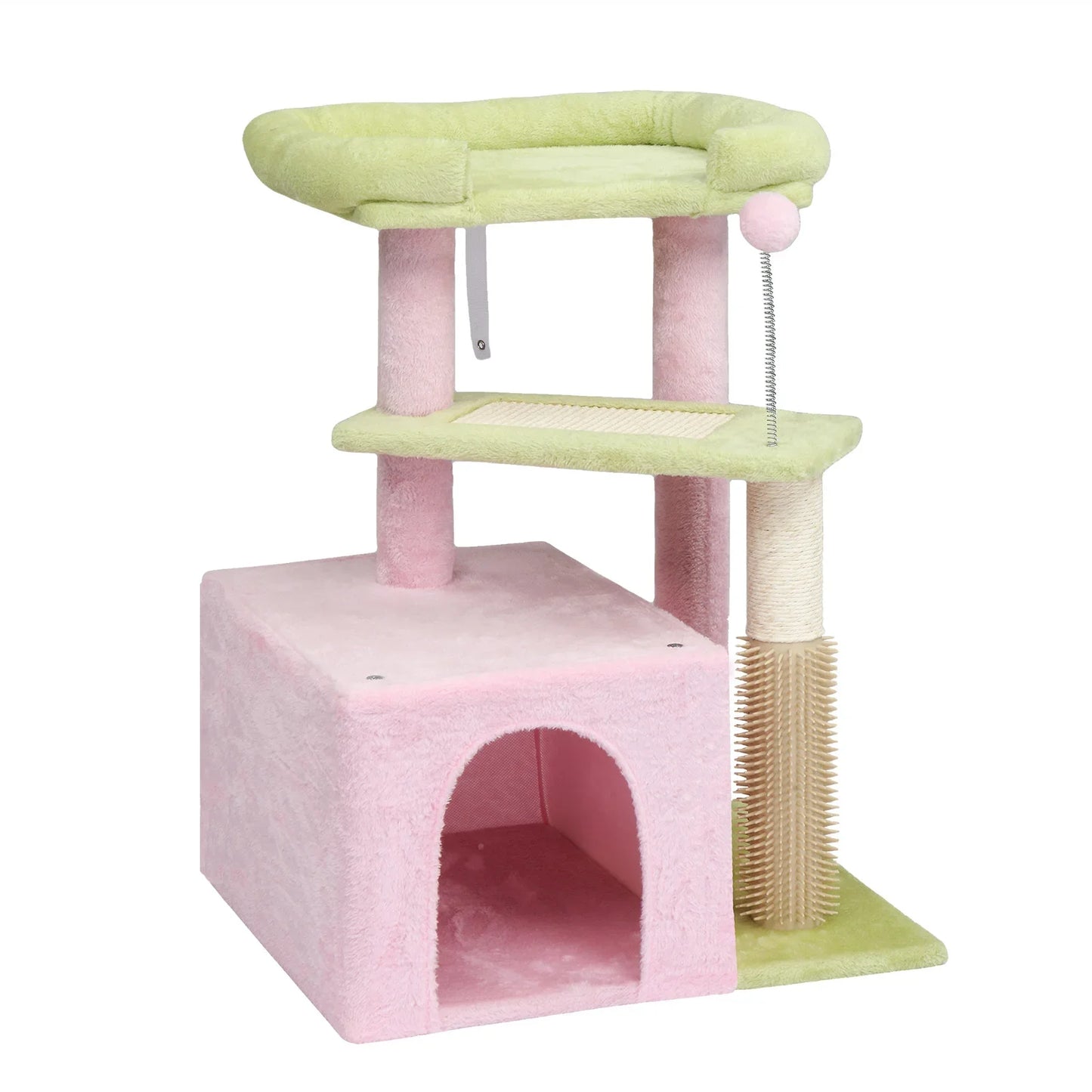 Four Level Cat Tower With Scratching Post And Cozy Bed
