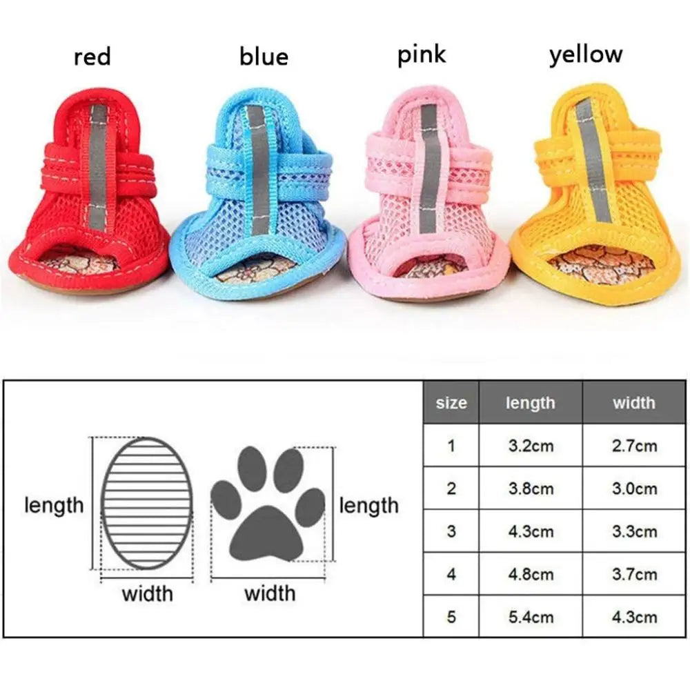 Dog Mesh Sandals Anti Slip Reflective Strap Breathable Shoes