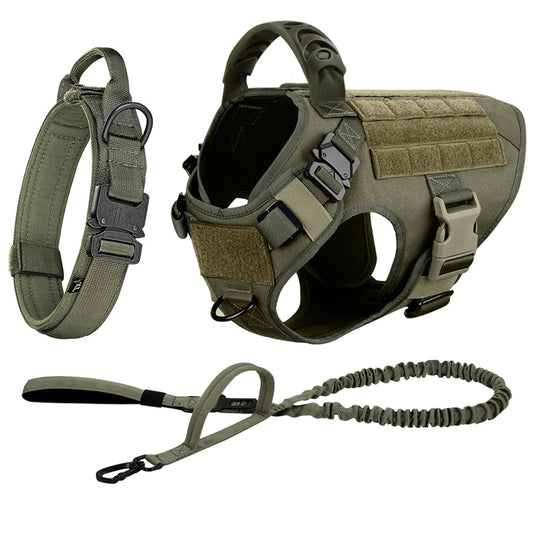 Tactical Dog Harness And Leash Set Adjustable Training Vest