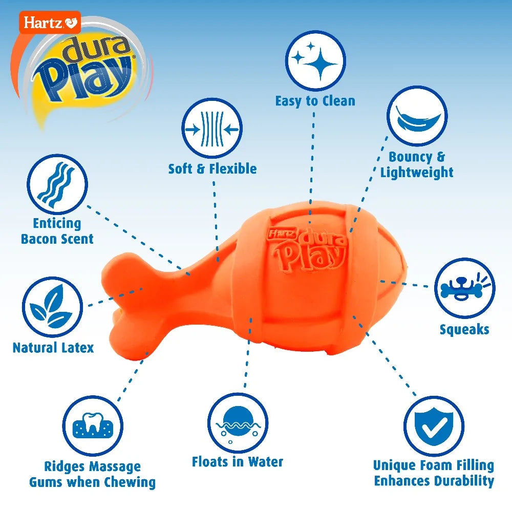 Hartz Dura Play Bacon Scented Latex Rocket Dog Toy