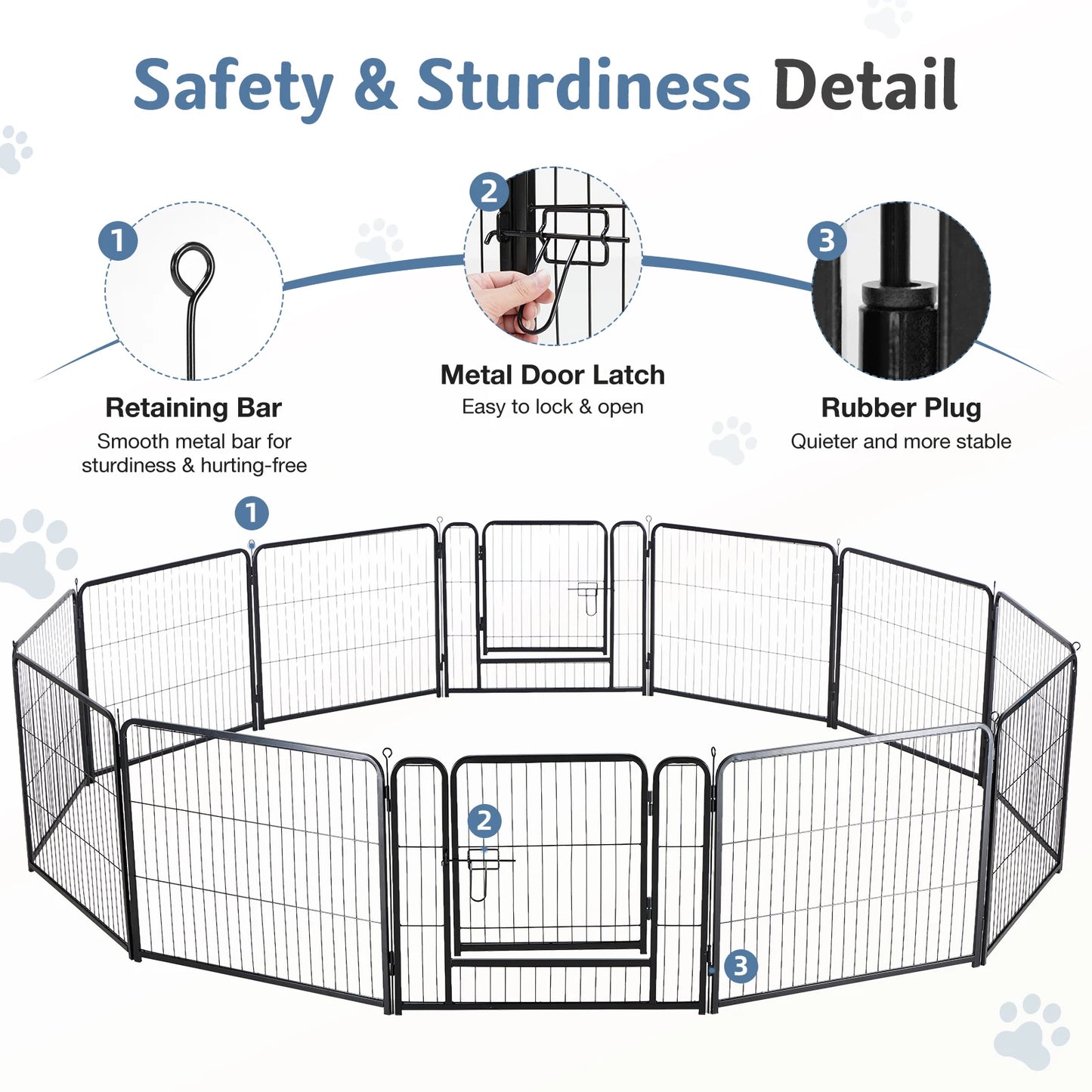 JHK Foldable Metal Dog Playpen For Indoor Outdoor Exercise