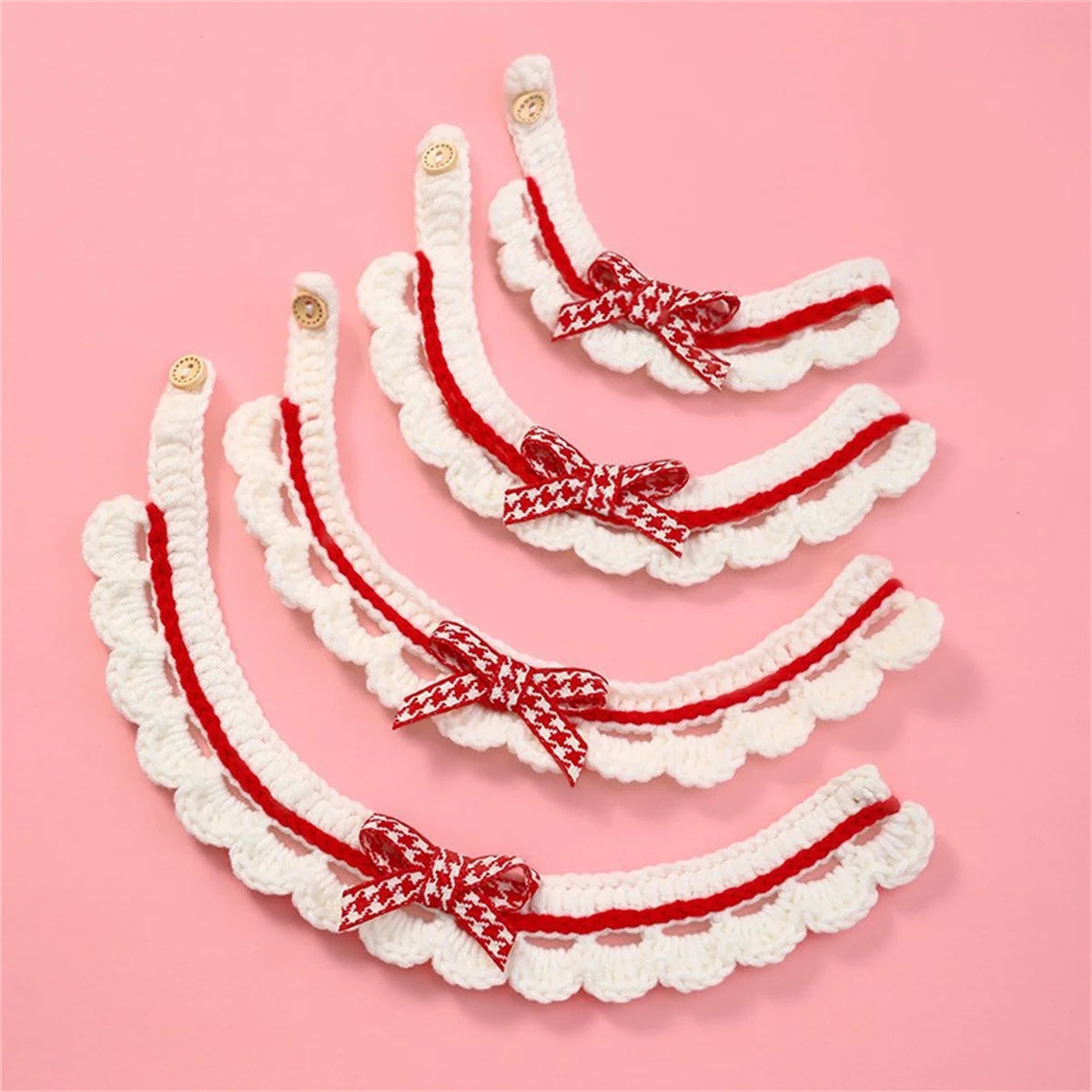 Cute Bow Knot Hand Knitted Pet Collar For Dogs Cats