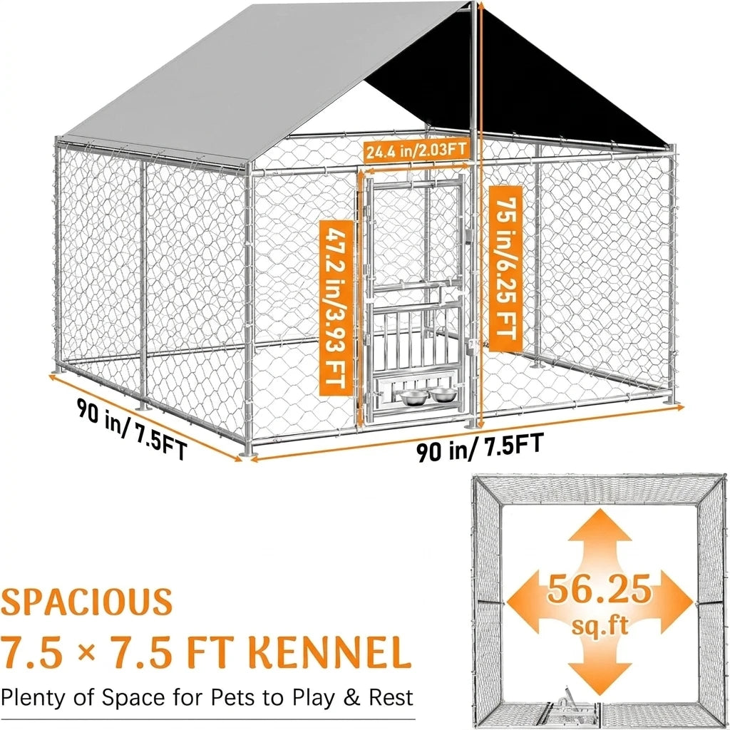 Heavy Duty Large Outdoor Dog Kennel Featuring Dual Open Doors