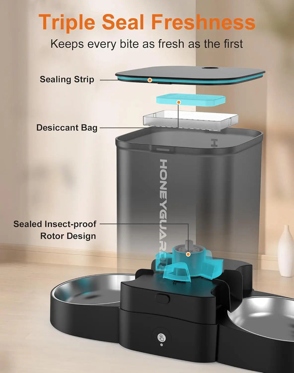 Smart Cat Feeder For Two Cats With WiFi App Control