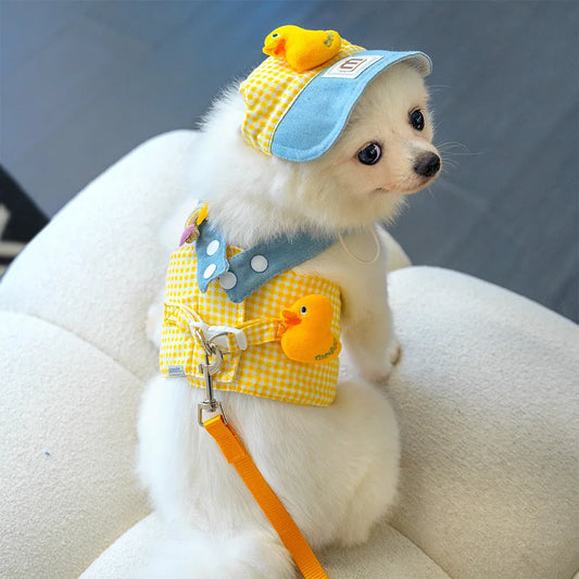 Three-Piece Pet Harness Set With Traction Rope Breathable For Cats
