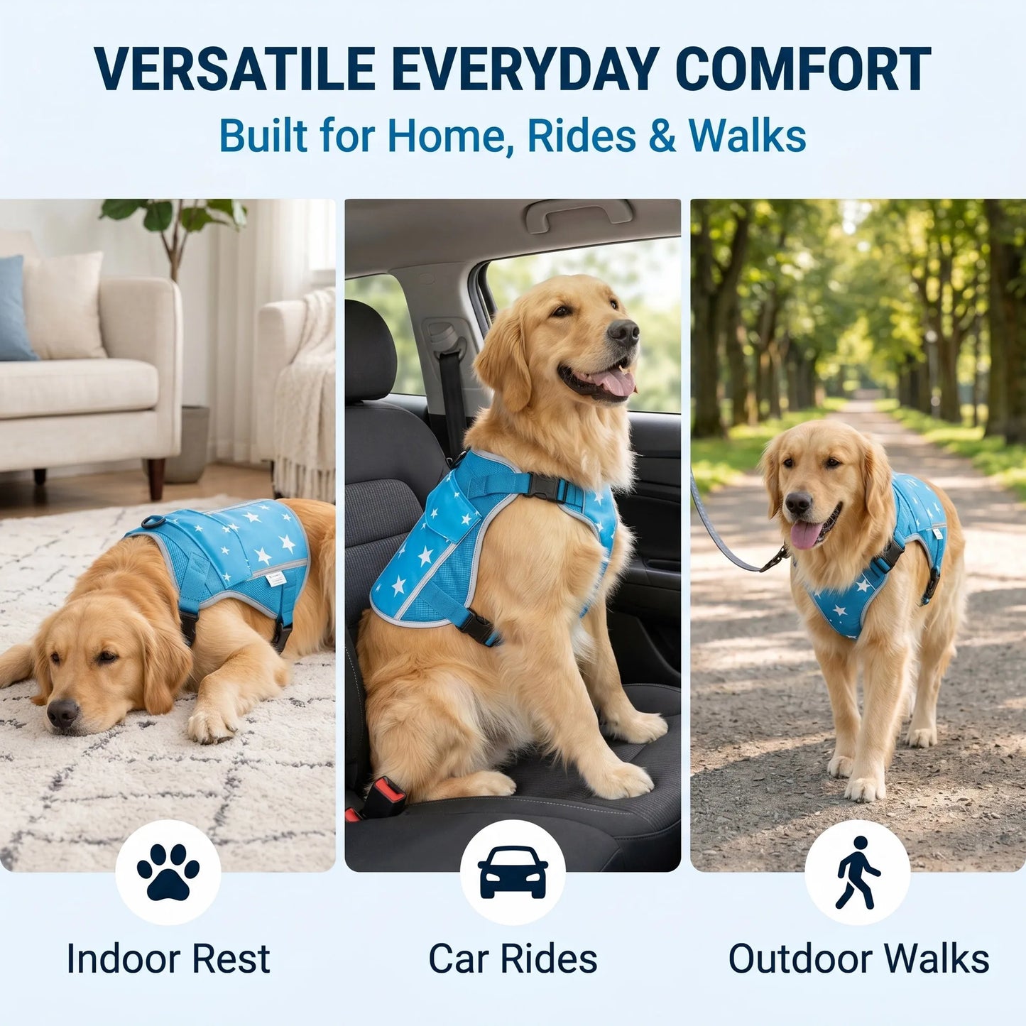 Dog Cooling Vest Harness for Outdoor Walking and Training