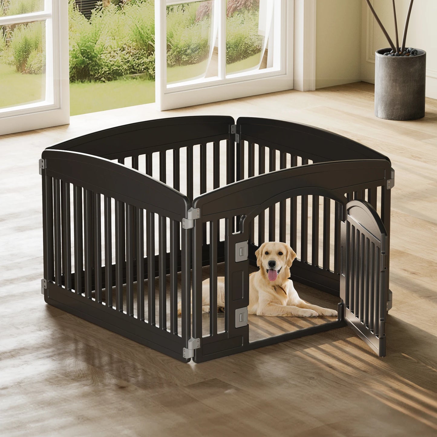 JHK Plastic Expandable Dog Playpen For Indoor And Outdoor Use