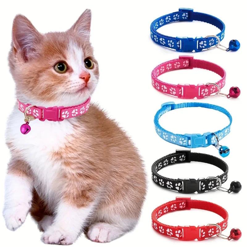 Colorful Pattern Cat Collar With Bell Adjustable Pet Accessory