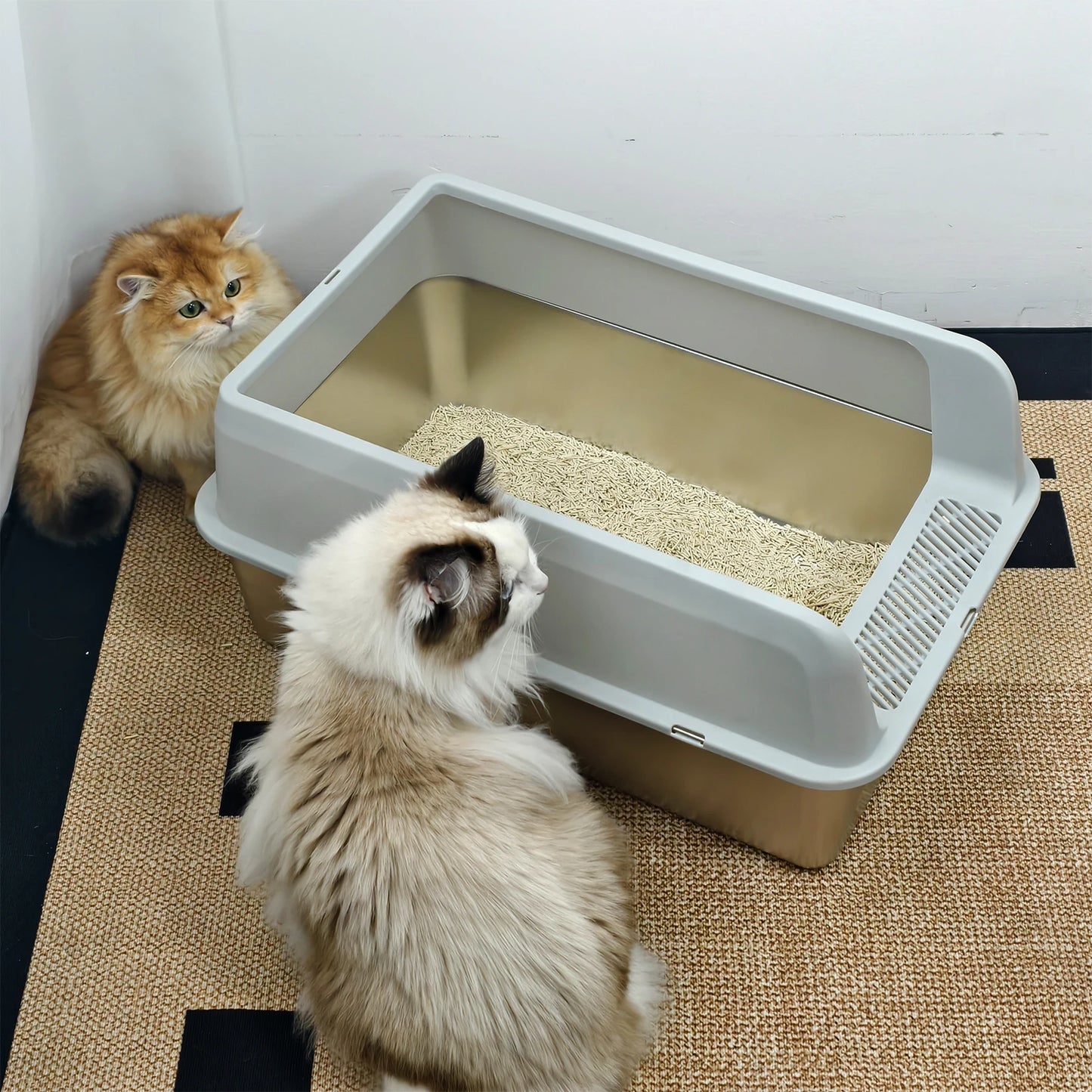 Stainless Steel Cat Litter Box High Sided Semi Open